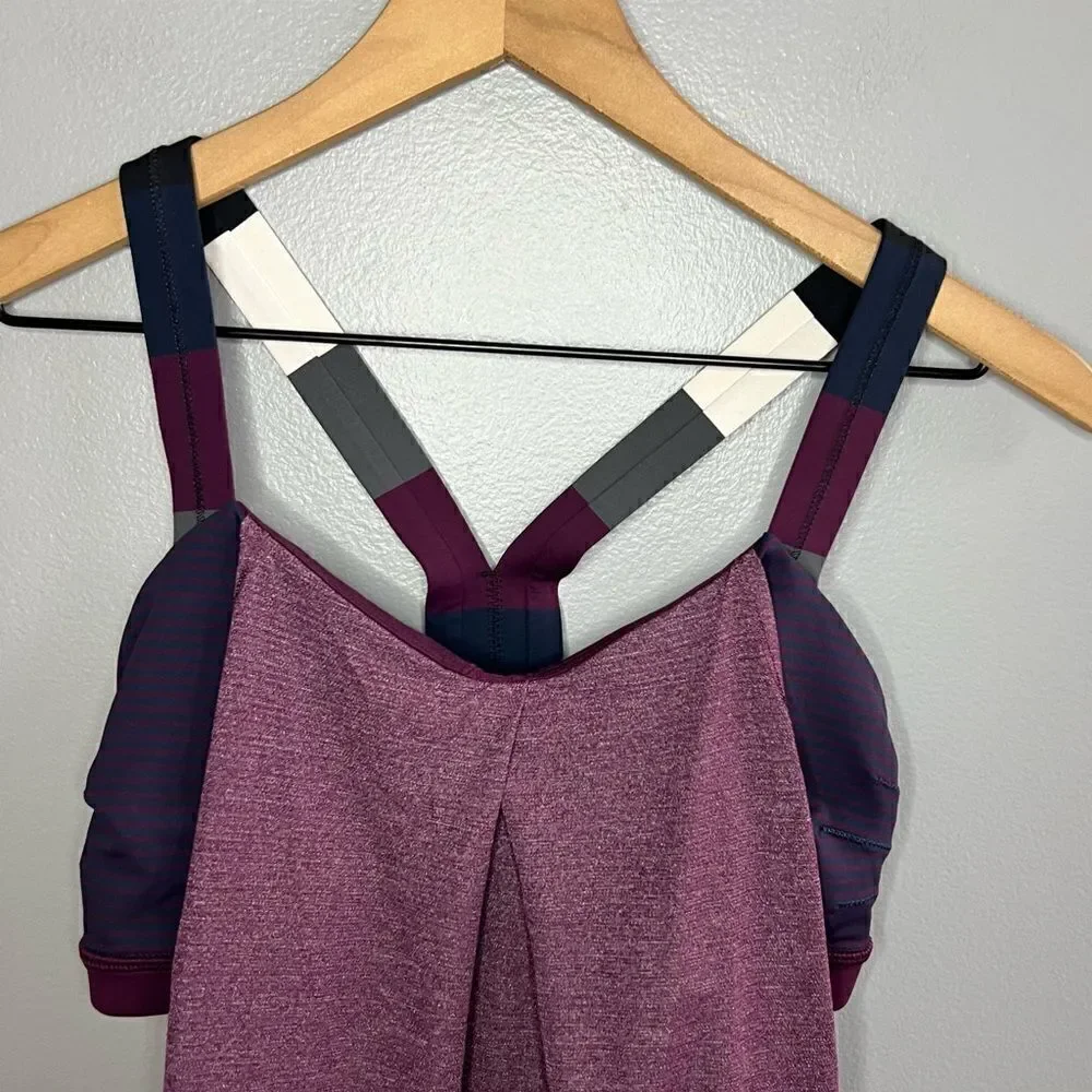 Lululemon Rest Less Tank Heathered Plum Hyper Stripe Plum Pow Stripe Angel Wing